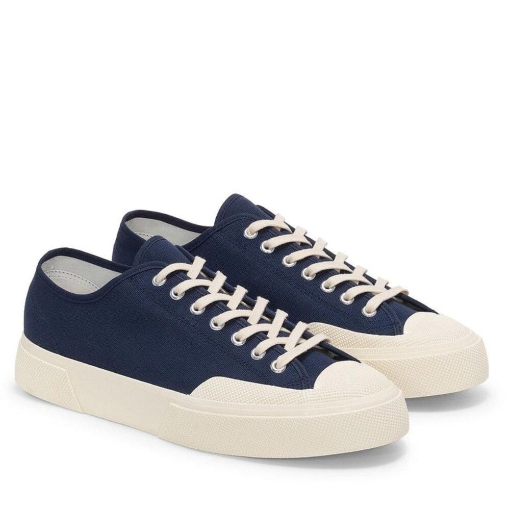 Superga Unisex Adult 2432 Works Cotton Canvas Low Cut Sneakers / Navy/Off White